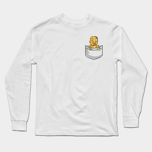 Pixel Pocket Zombie Long Sleeve T-Shirt by gkillerb